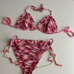 bikini crochet femme Cherry Blossom rose rouge et blanc fait main