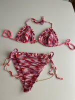 bikini crochet femme Cherry Blossom rose rouge et blanc fait main