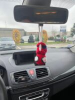 Décoration rétroviseur au crochet rouge et bleue faite main