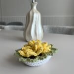 Dessous de verre tournesol au crochet faits main avec cache-pots assortis
