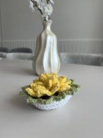Dessous de verre tournesol au crochet faits main avec cache-pots assortis